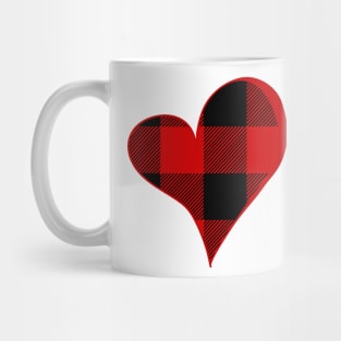 Simple Large Buffalo Plaid Heart Mug